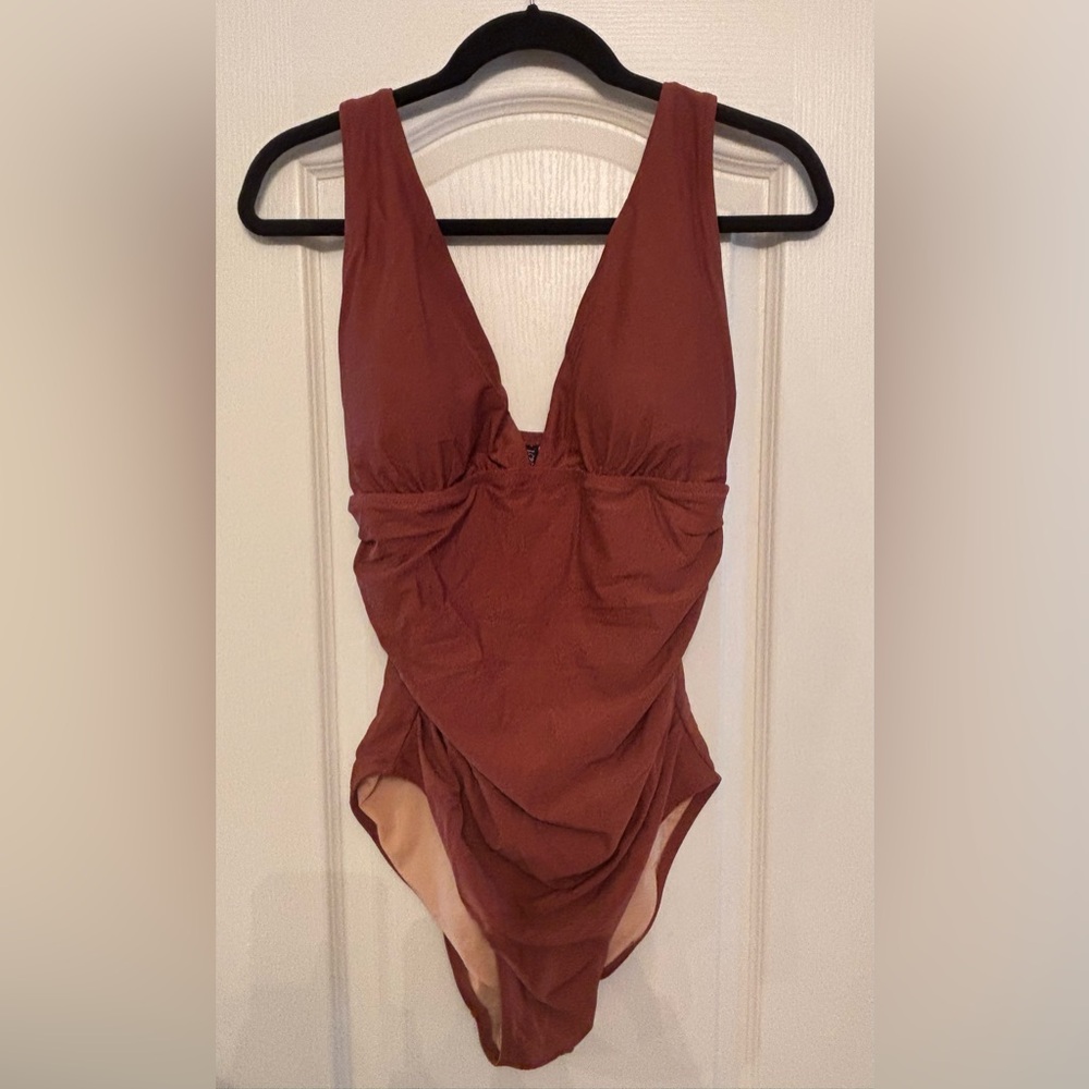 New with tags J Crew Ruched plunge one-piece swimsuit